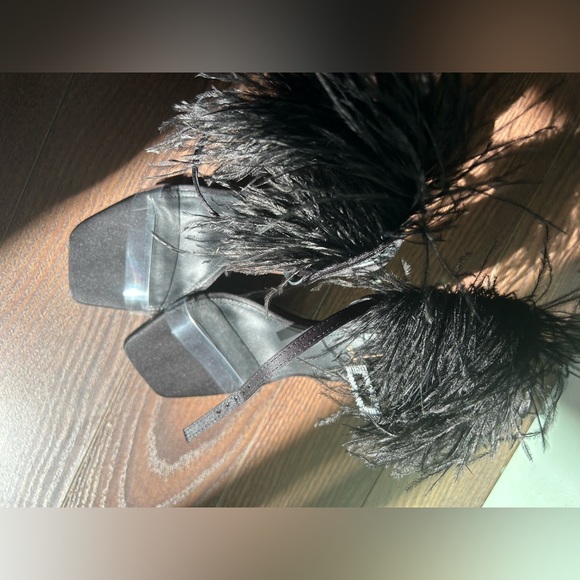 Black Suede Studio Feather Sandals - Picture 3 of 6